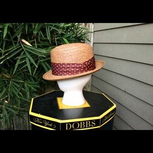 Vintage Dobbs 1960s Straw Fedora, Size M Coconut Straw Hat